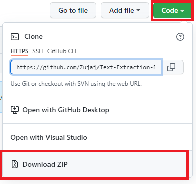 Navigate to the Download Zip option.